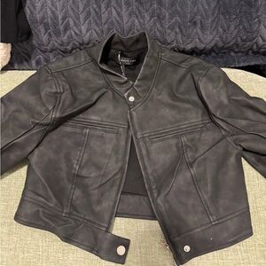 White Fox Leather Jacket / Skirt set